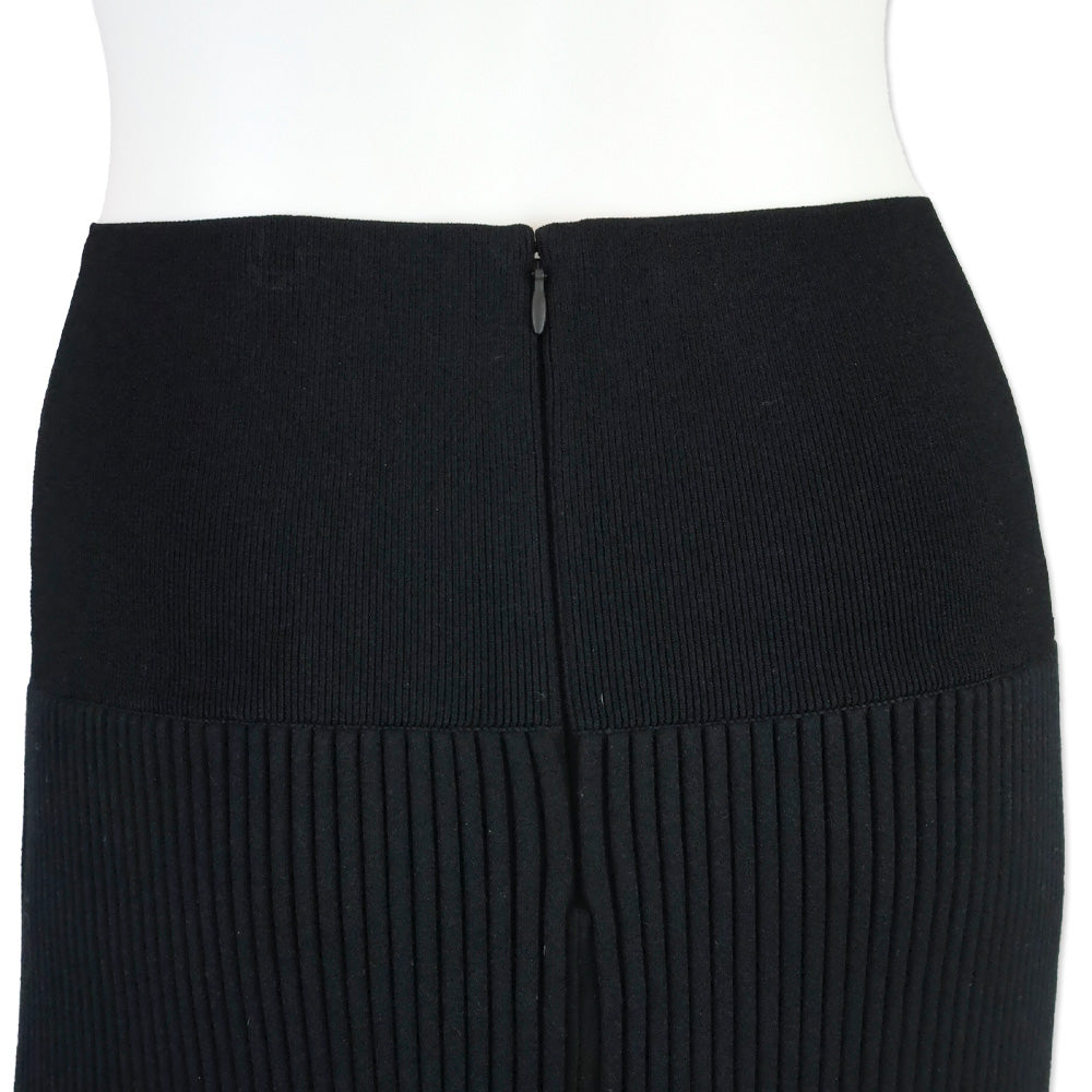 Tory Burch Black High Waist Ribbed Knit Midi Skirt