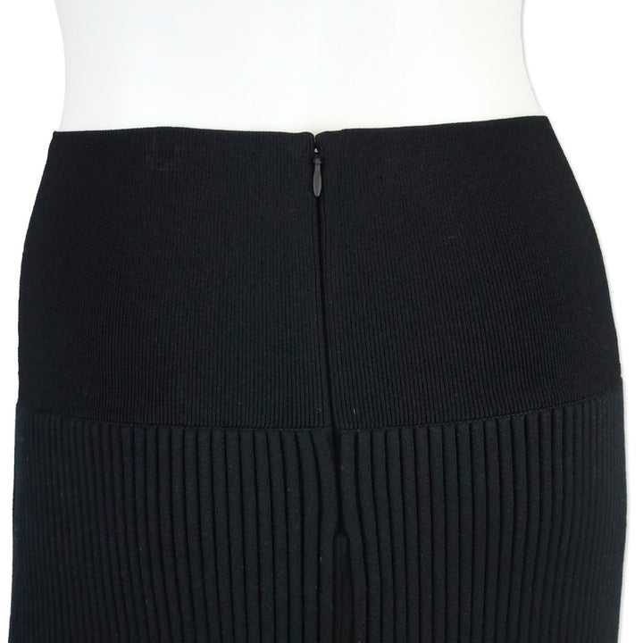 Tory Burch Black High Waist Ribbed Knit Midi Skirt