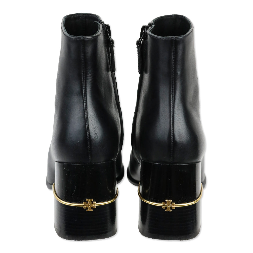 Tory Burch Black Leather Double T 75mm Ankle Boots
