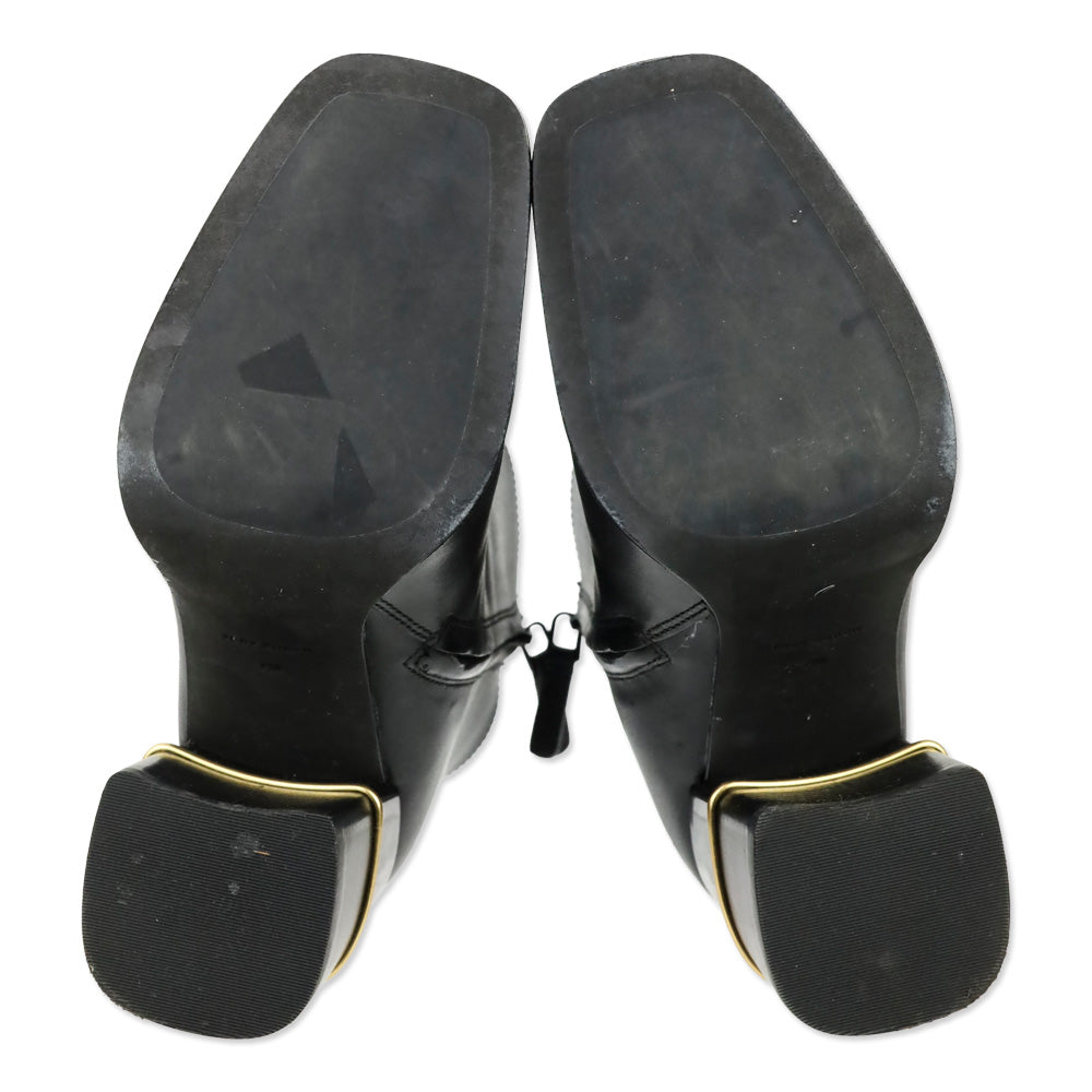 Tory Burch Black Leather Double T 75mm Ankle Boots