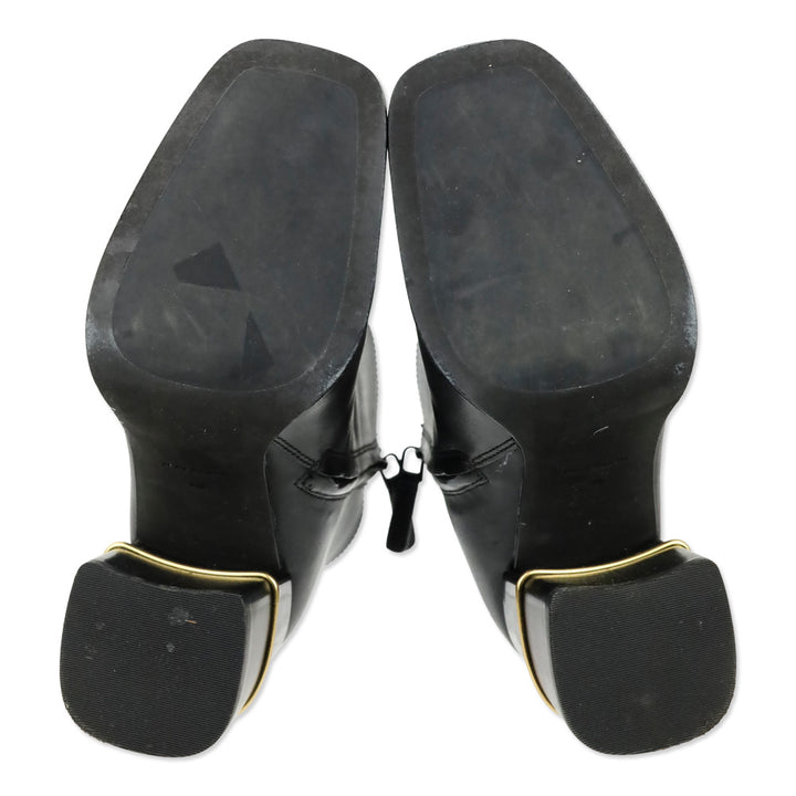 Tory Burch Black Leather Double T 75mm Ankle Boots