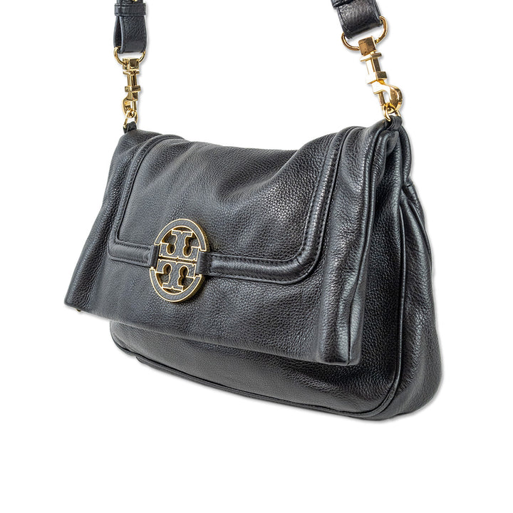 Tory Burch Black Leather Flap Handbag