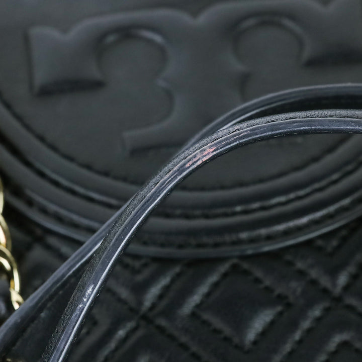 Tory Burch Black Leather Fleming Swingpack Crossbody