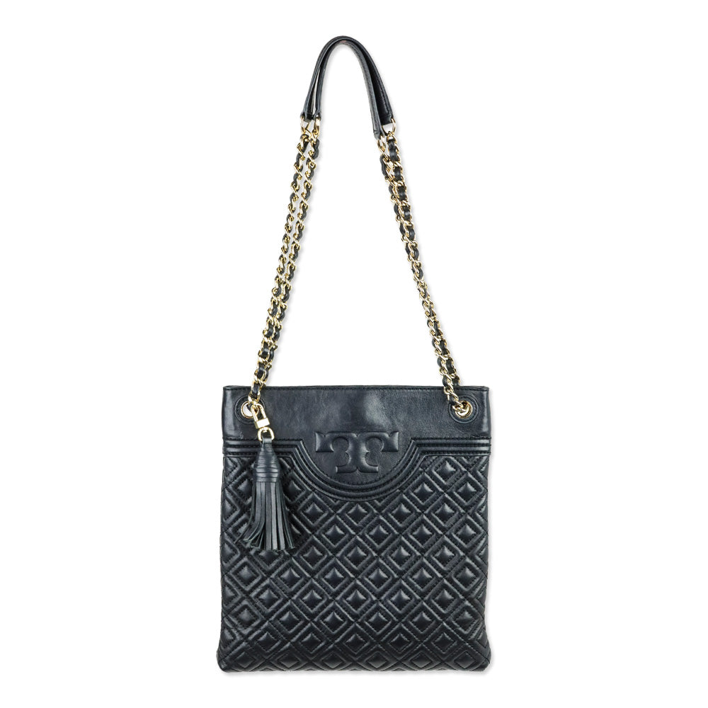 Tory Burch Black Leather Fleming Swingpack Crossbody