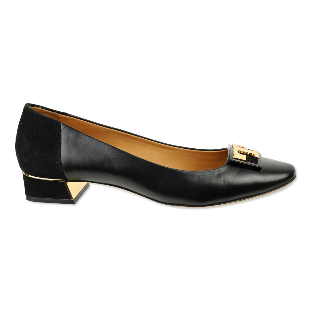 Tory Burch GIGI PUMP ブラック エナメル ゴールド Tory Burch Black Leather Gigi Pumps – DBLTKE