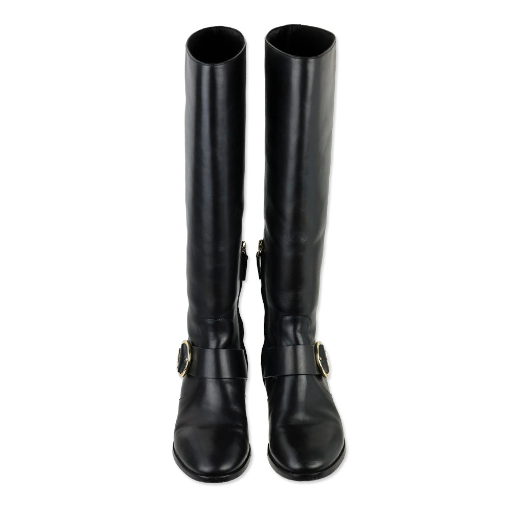 Tory Burch Black Leather Sofia Riding Boot
