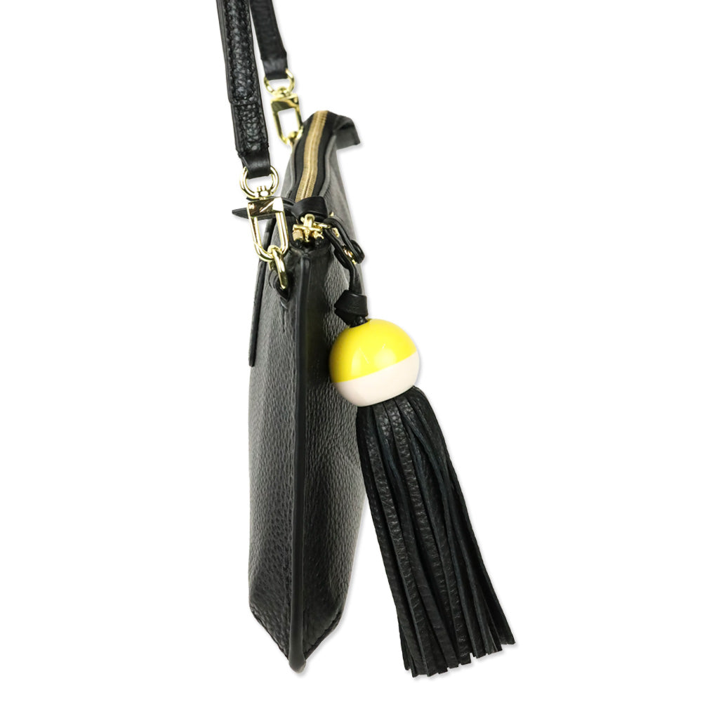Tory Burch Black Leather Tassel Crossbody Bag