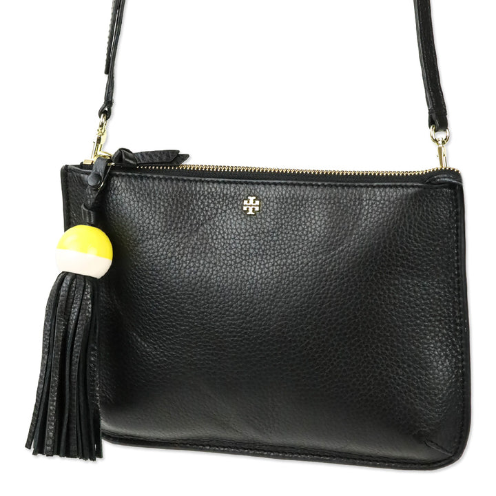 Tory Burch Black Leather Tassel Crossbody Bag