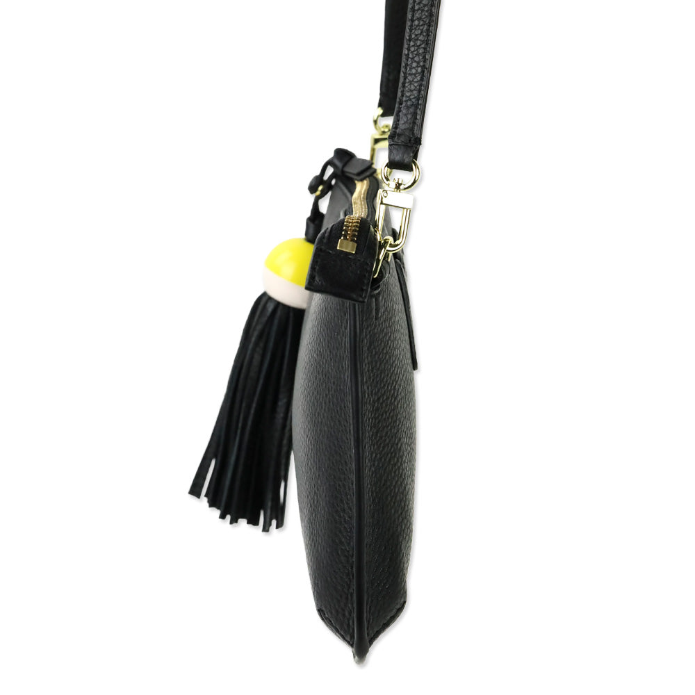 Tory Burch Black Leather Tassel Crossbody Bag