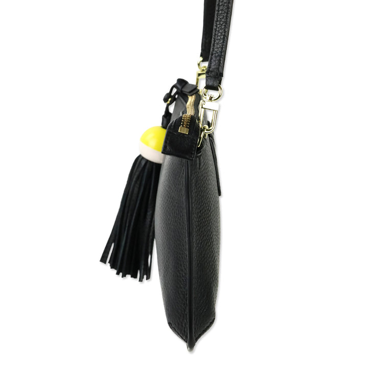 Tory Burch Black Leather Tassel Crossbody Bag