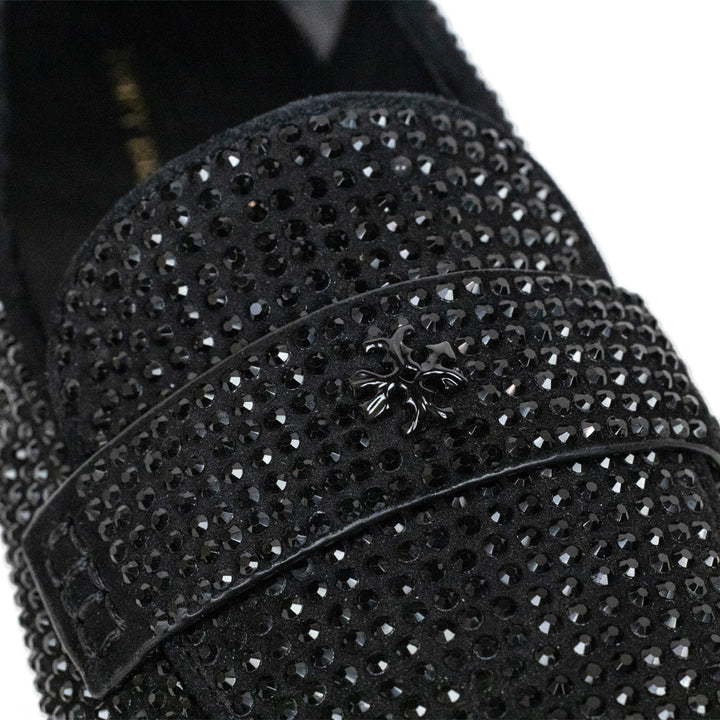 Tory Burch Black Suede Crystal Ballet Loafer