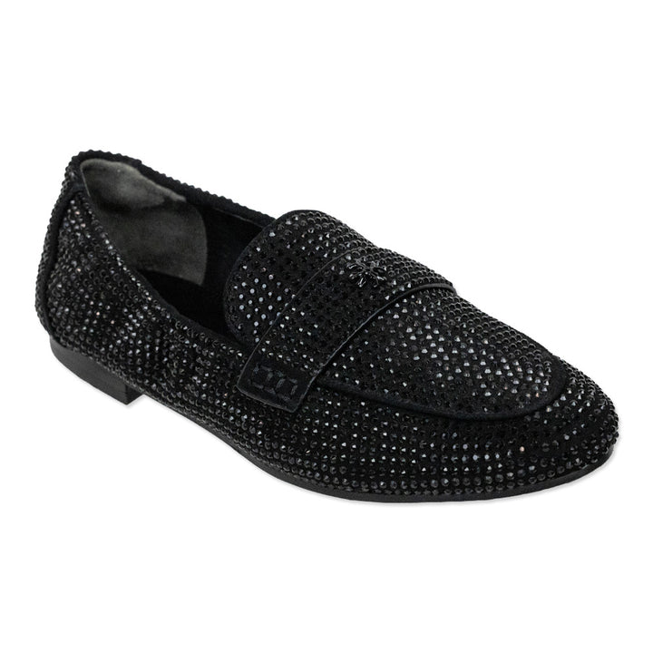 Tory Burch Black Suede Crystal Ballet Loafer