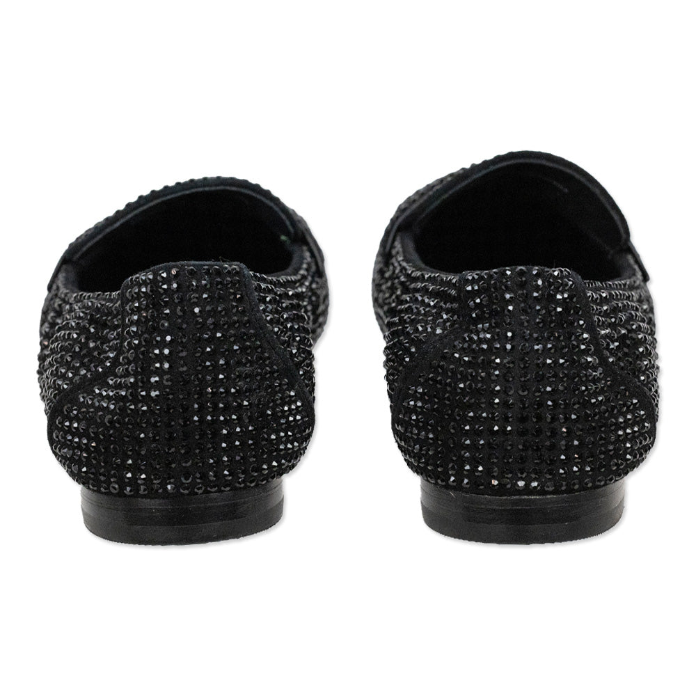 Tory Burch Black Suede Crystal Ballet Loafer