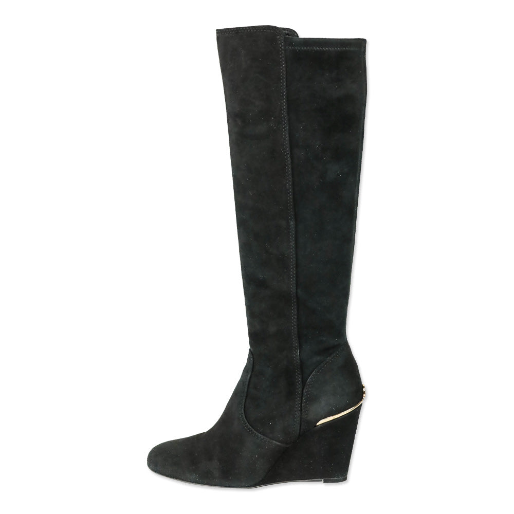Tory Burch Black Suede Hendin 85mm Wedge Boots