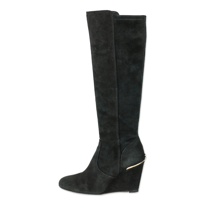 Tory Burch Black Suede Hendin 85mm Wedge Boots