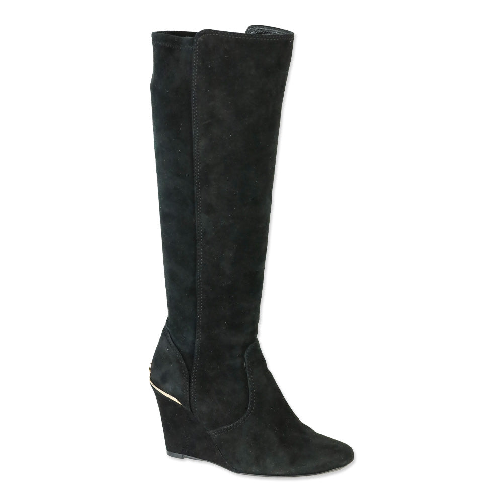 Tory Burch Black Suede Hendin 85mm Wedge Boots