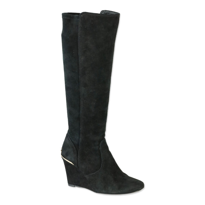Tory Burch Black Suede Hendin 85mm Wedge Boots