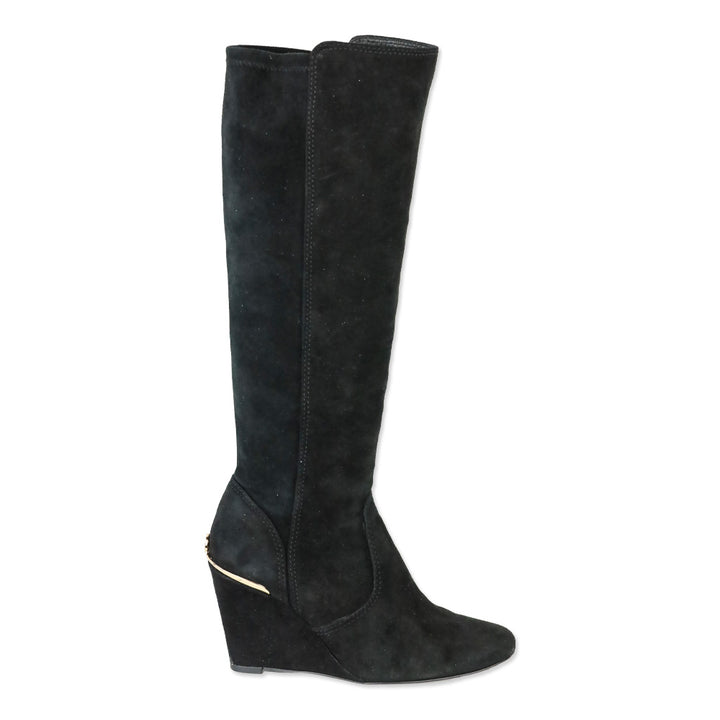Tory Burch Black Suede Hendin 85mm Wedge Boots