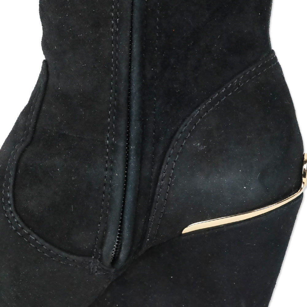 Tory Burch Black Suede Hendin 85mm Wedge Boots
