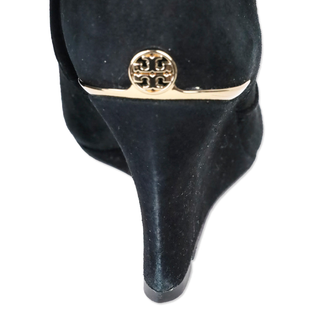 Tory Burch Black Suede Hendin 85mm Wedge Boots