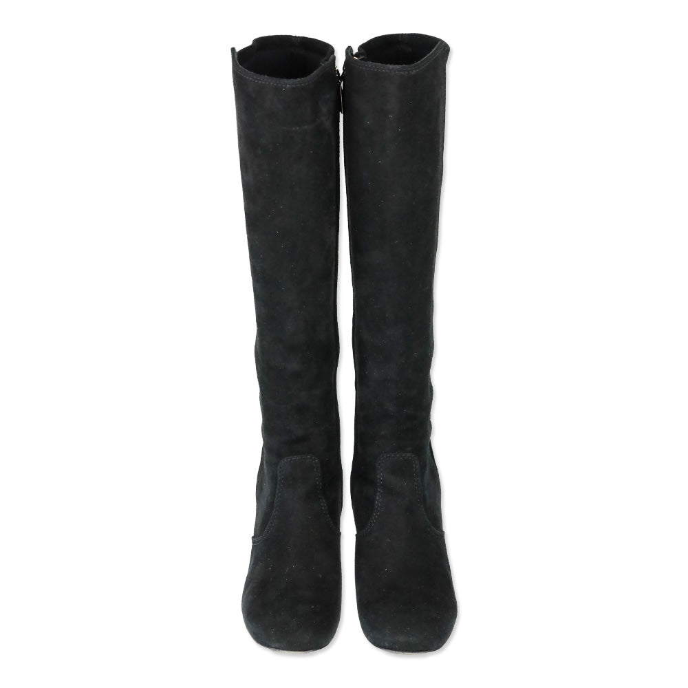 Tory Burch Black Suede Hendin 85mm Wedge Boots