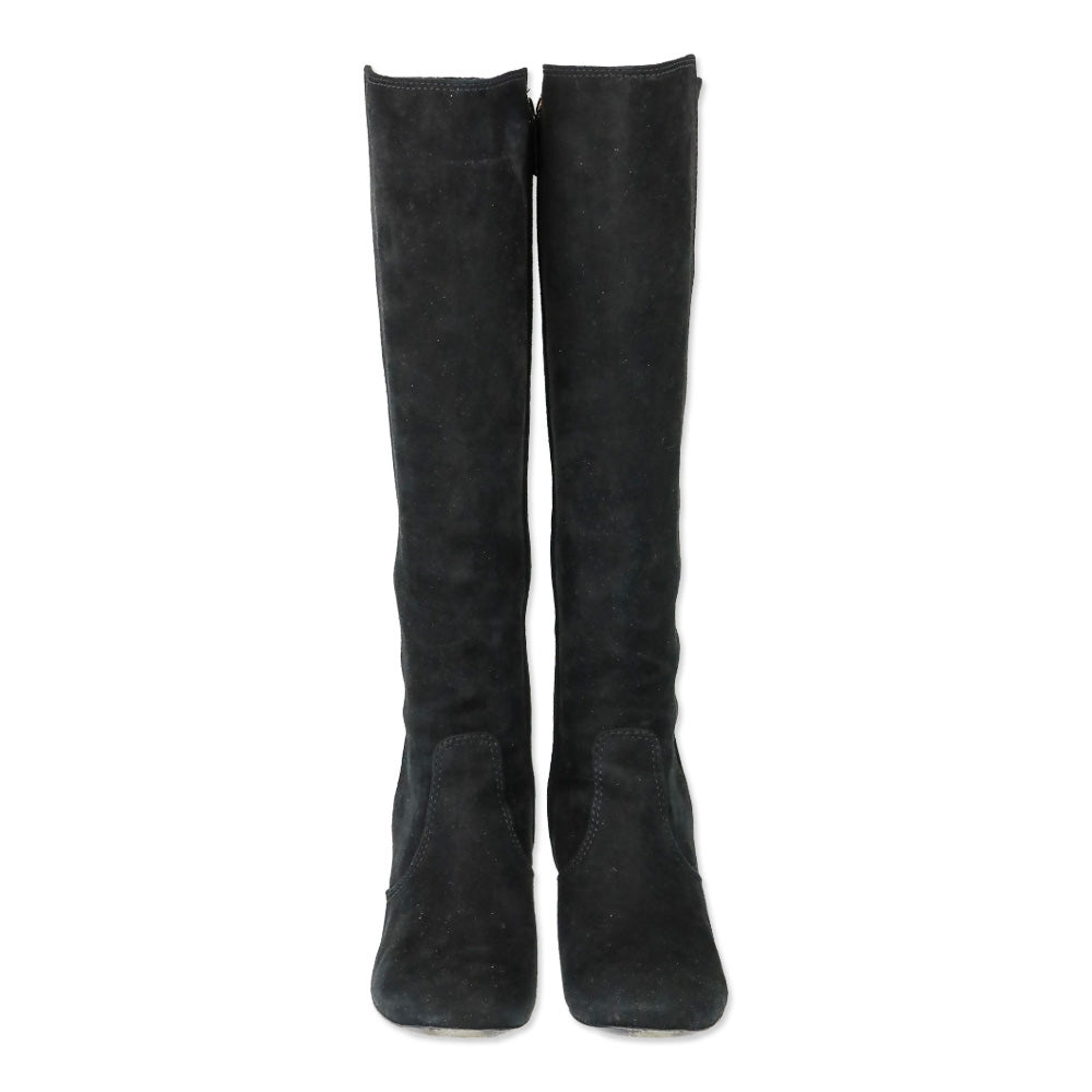 Tory Burch Black Suede Hendin 85mm Wedge Boots