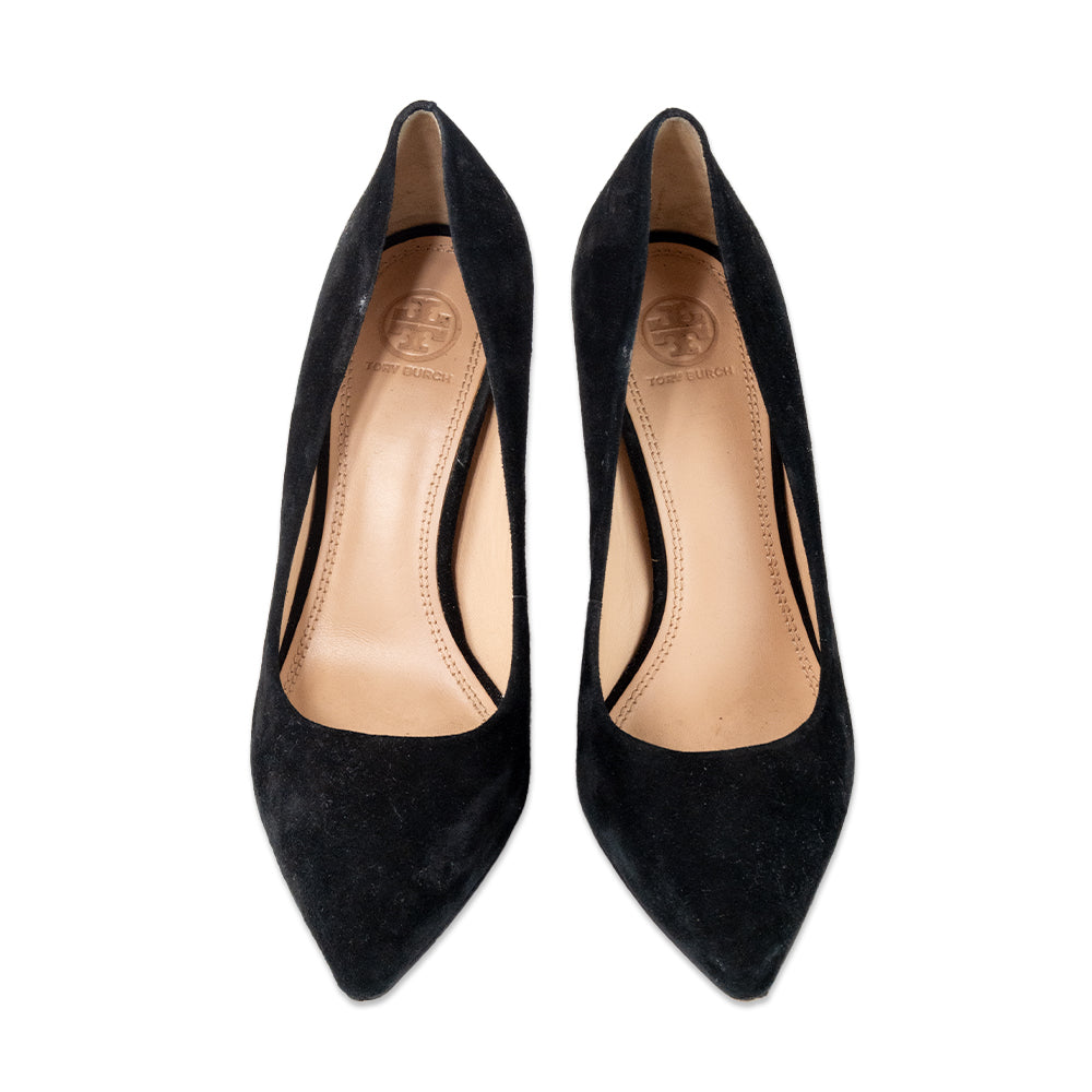 Tory Burch Black Suede Pointed Toe Pump