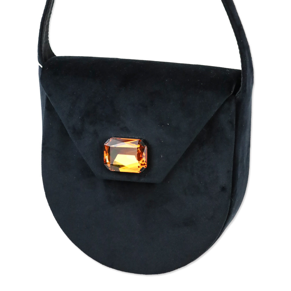 Tory Burch Black Velvet Jewel Shoulder Bag