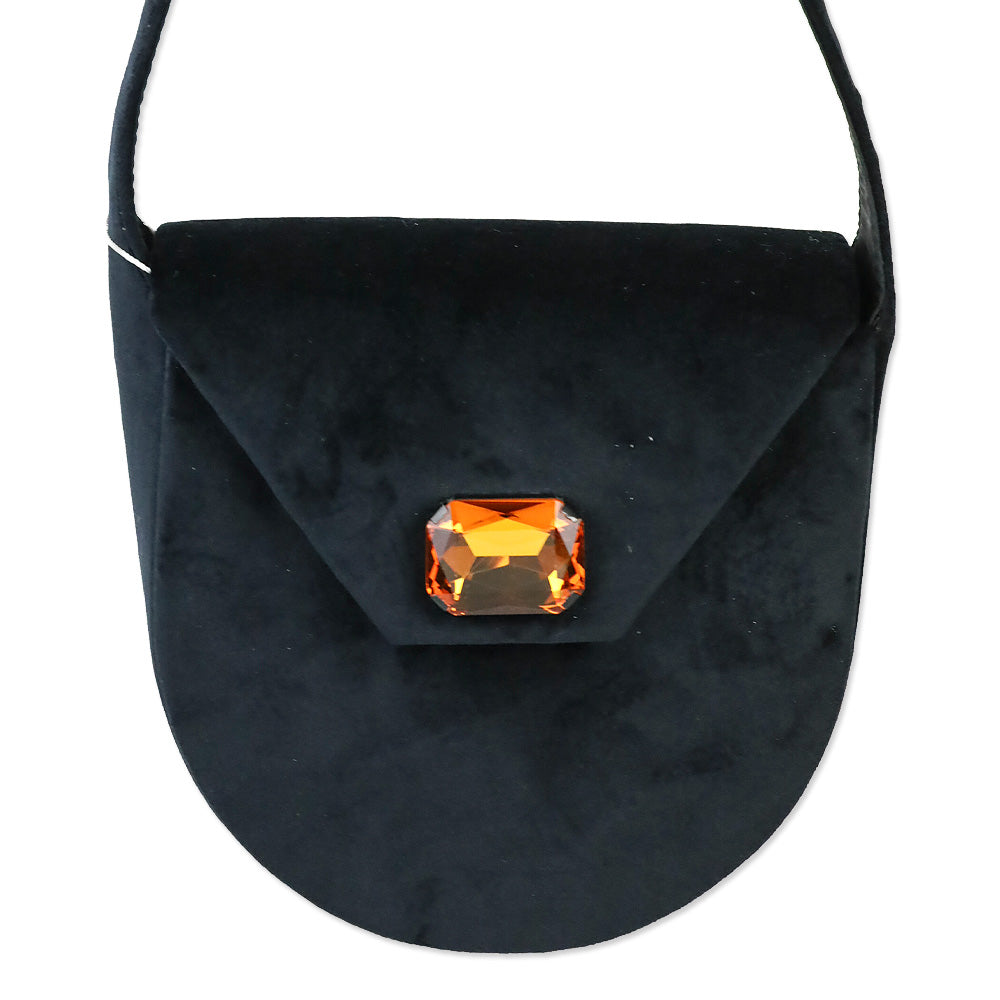 Tory Burch Black Velvet Jewel Shoulder Bag