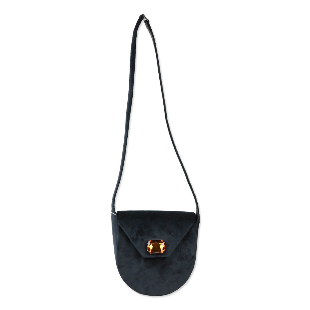 Tory Burch Black Velvet Jewel Shoulder Bag