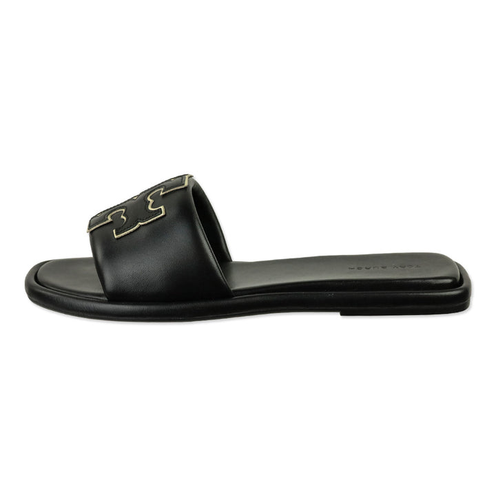 Tory Burch Black/Gold Double T Sport Slides