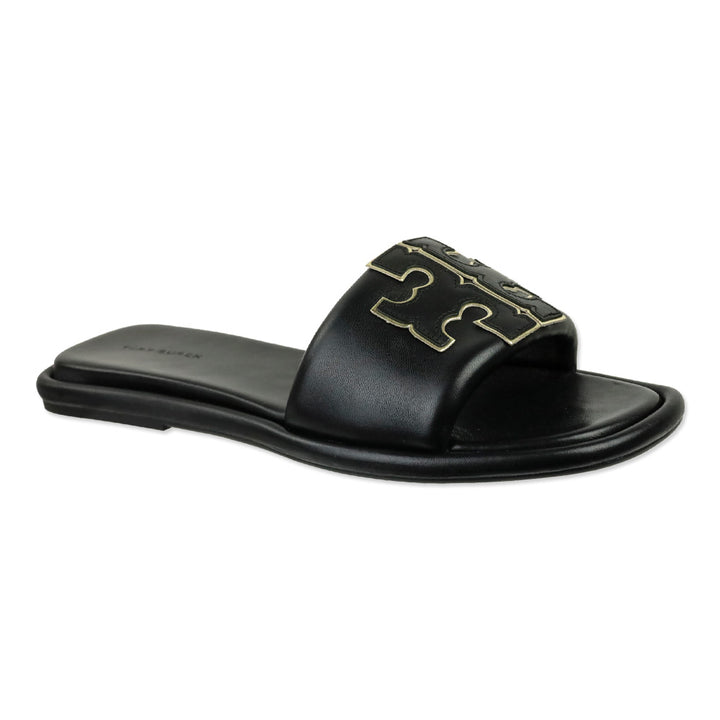 Tory Burch Black/Gold Double T Sport Slides
