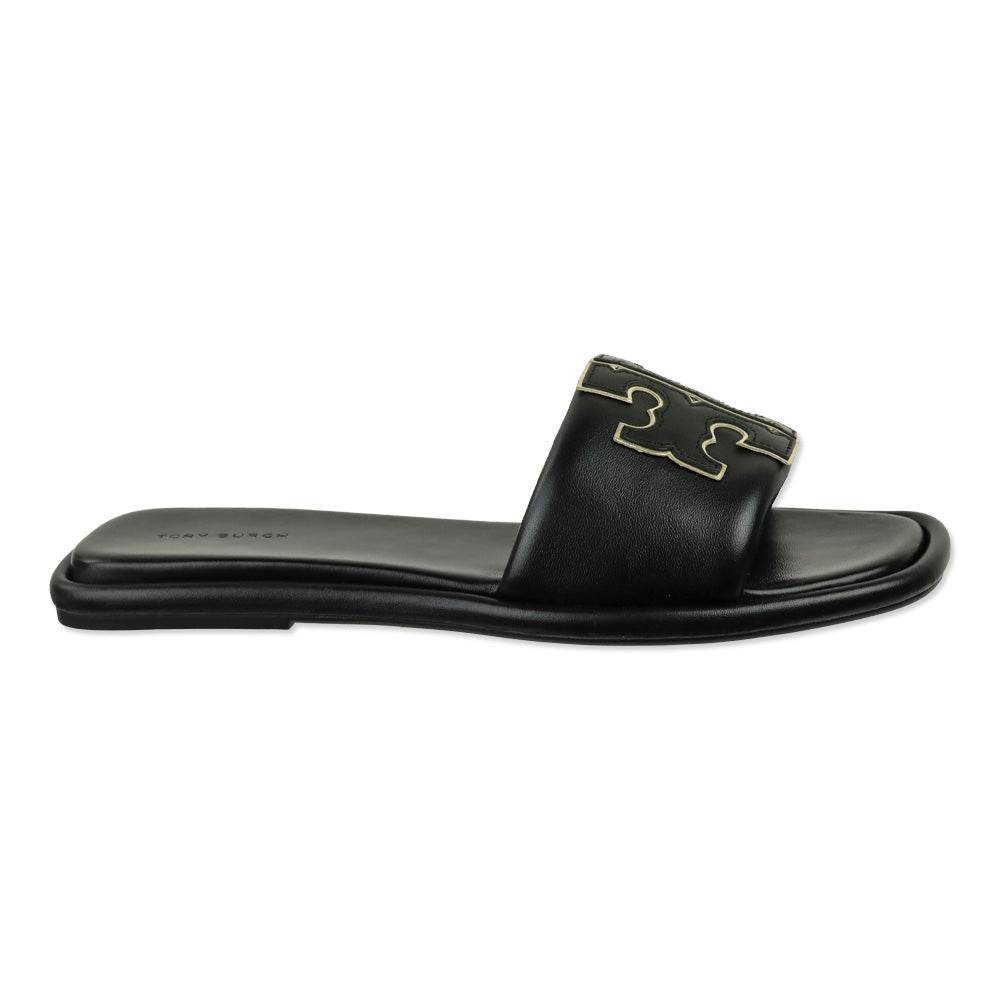 Tory Burch Black/Gold Double T Sport Slides
