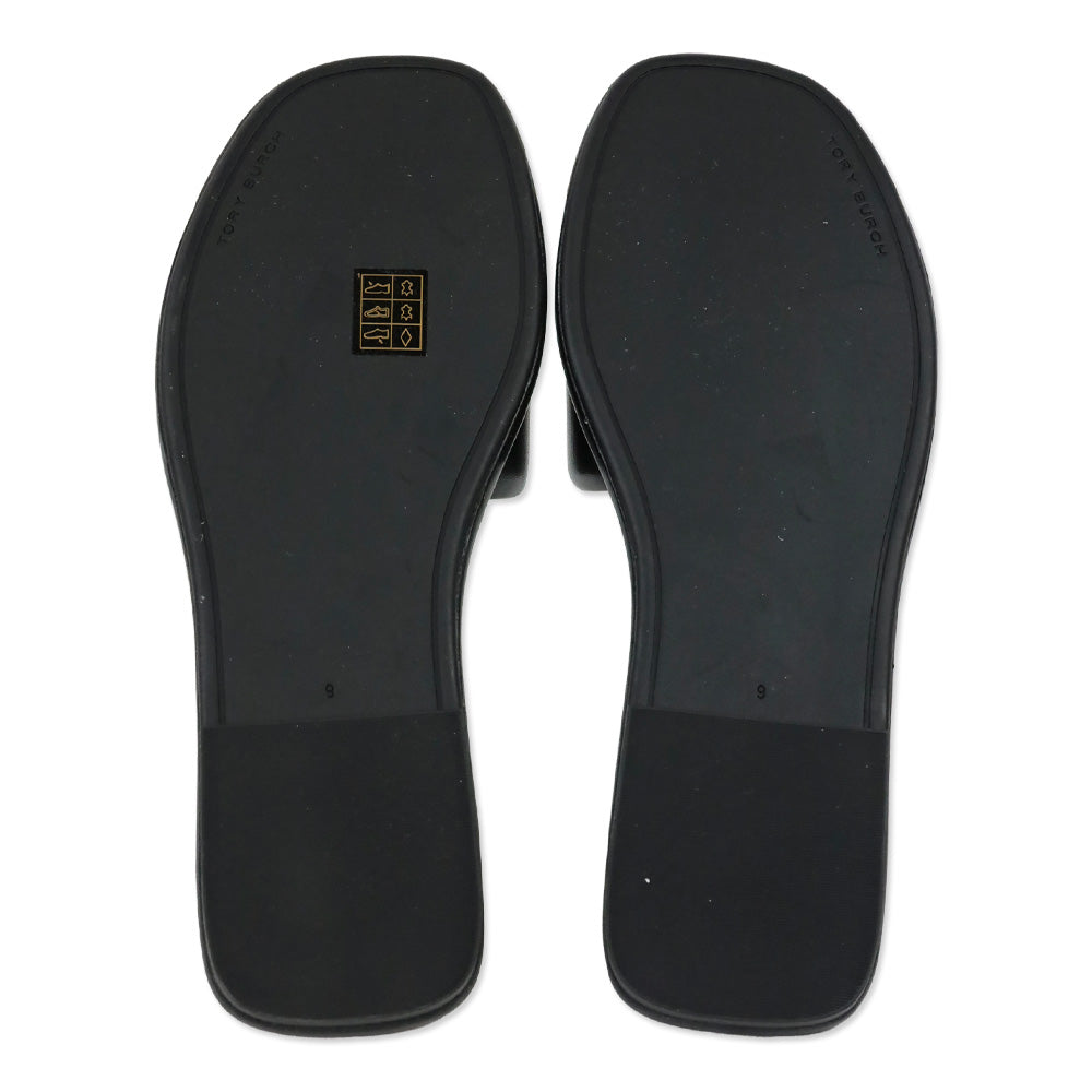 Tory Burch Black/Gold Double T Sport Slides