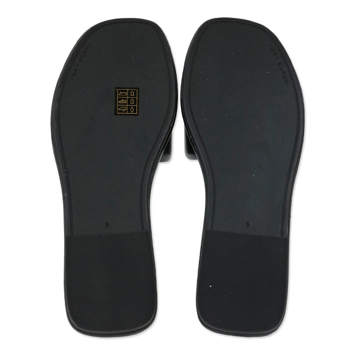 Tory Burch Black/Gold Double T Sport Slides