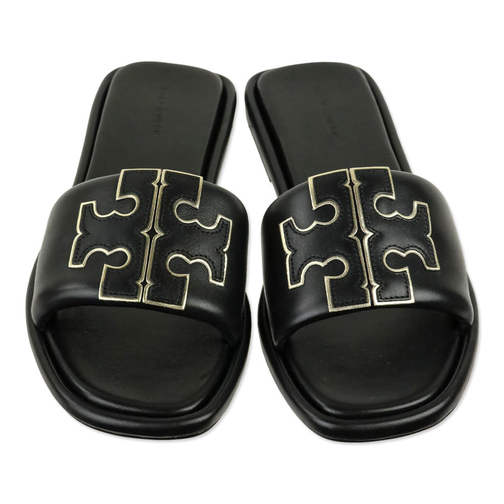 Tory Burch Black/Gold Double T Sport Slides