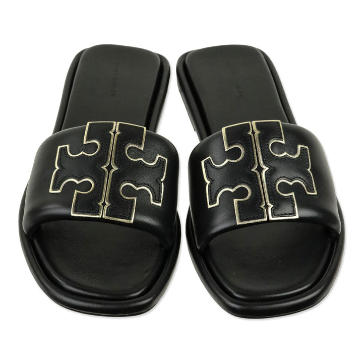 Tory Burch Black/Gold Double T Sport Slides