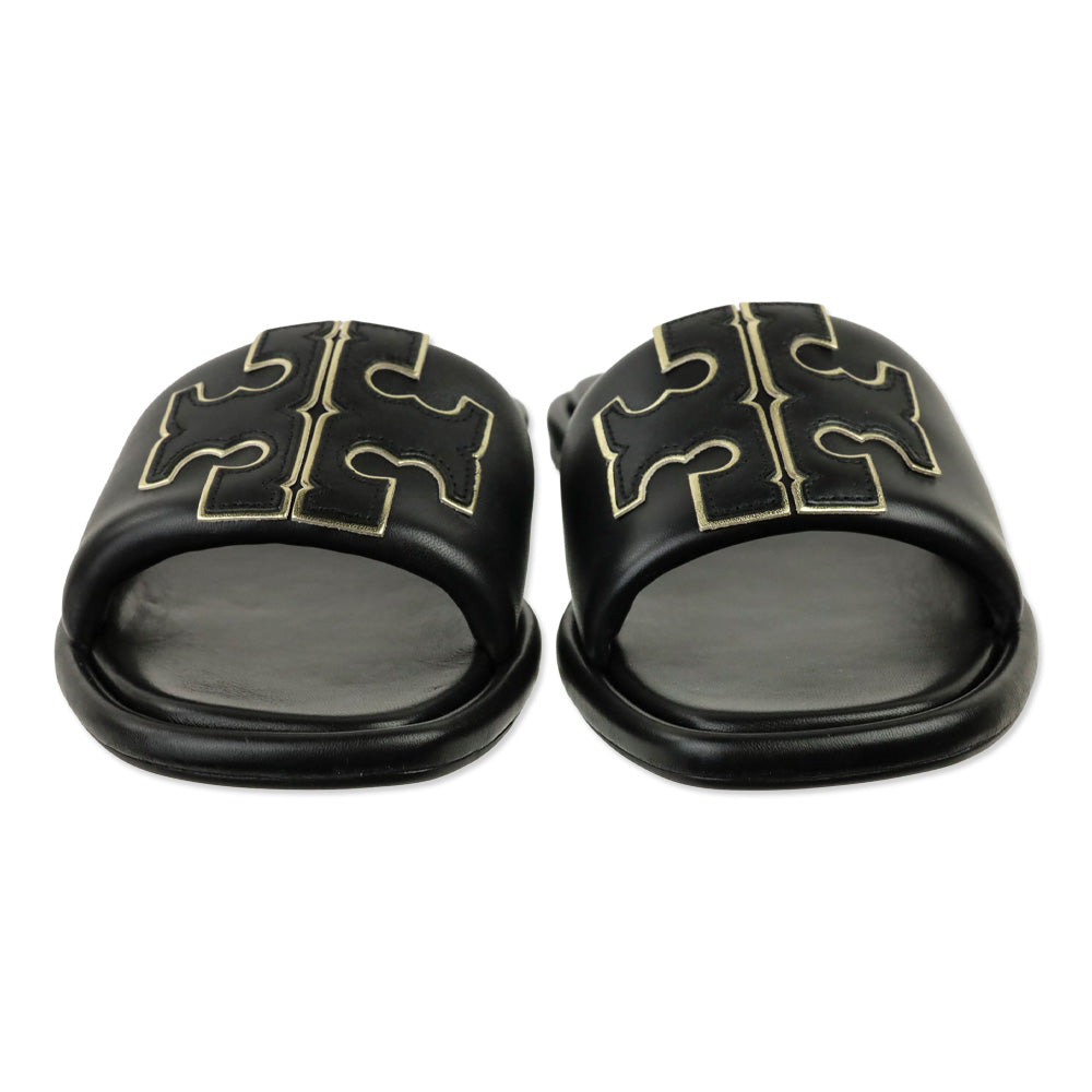 Tory Burch Black/Gold Double T Sport Slides
