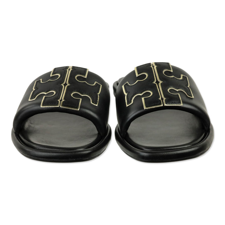 Tory Burch Black/Gold Double T Sport Slides