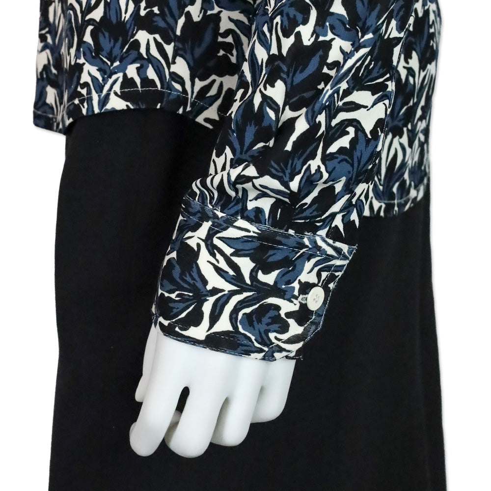 Tory Burch Blue Iris Floral Print Rayon Button Down Shirt