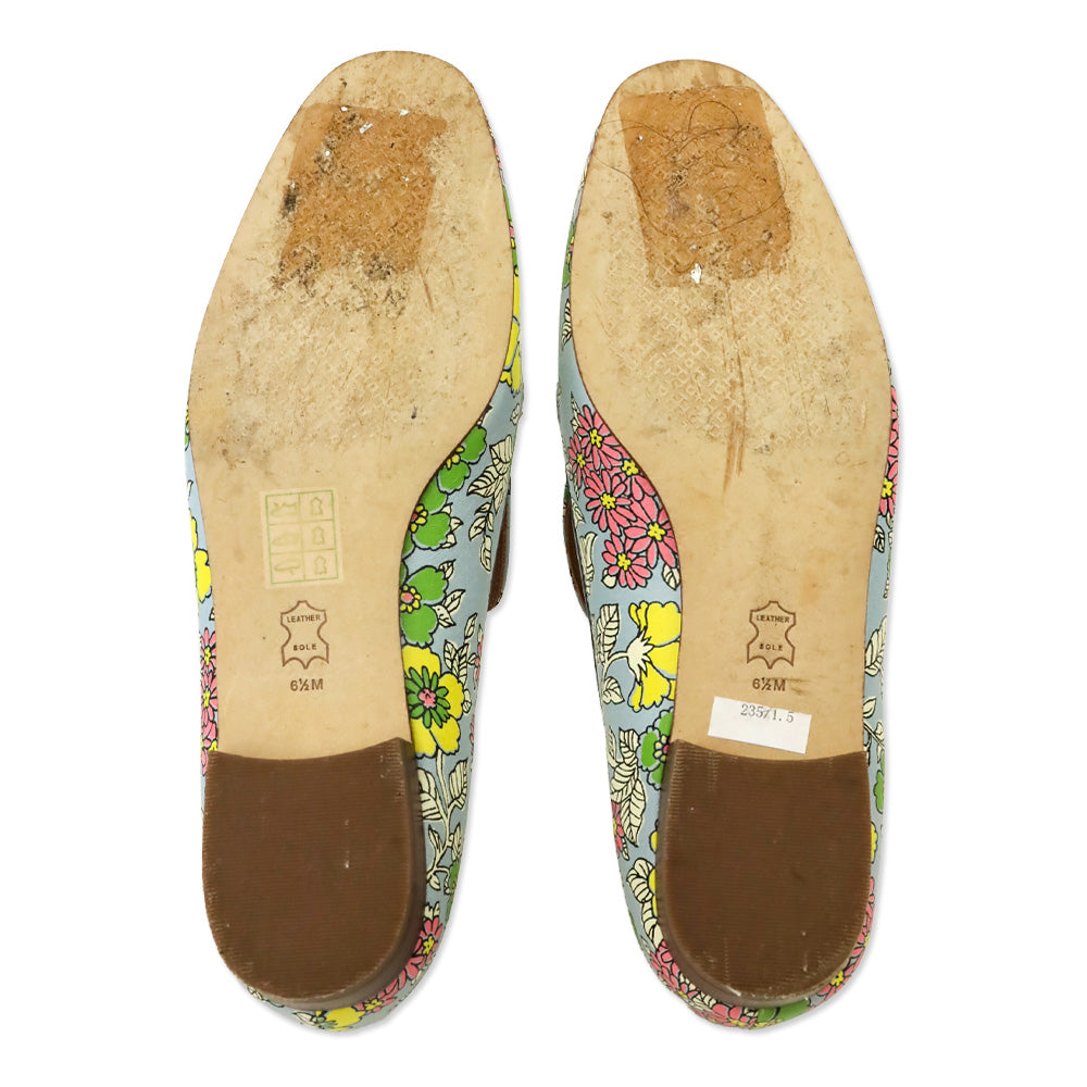 Tory Burch Blue Wallpaper Floral Printed Tumbled Leather Jessa 20mm Loafer