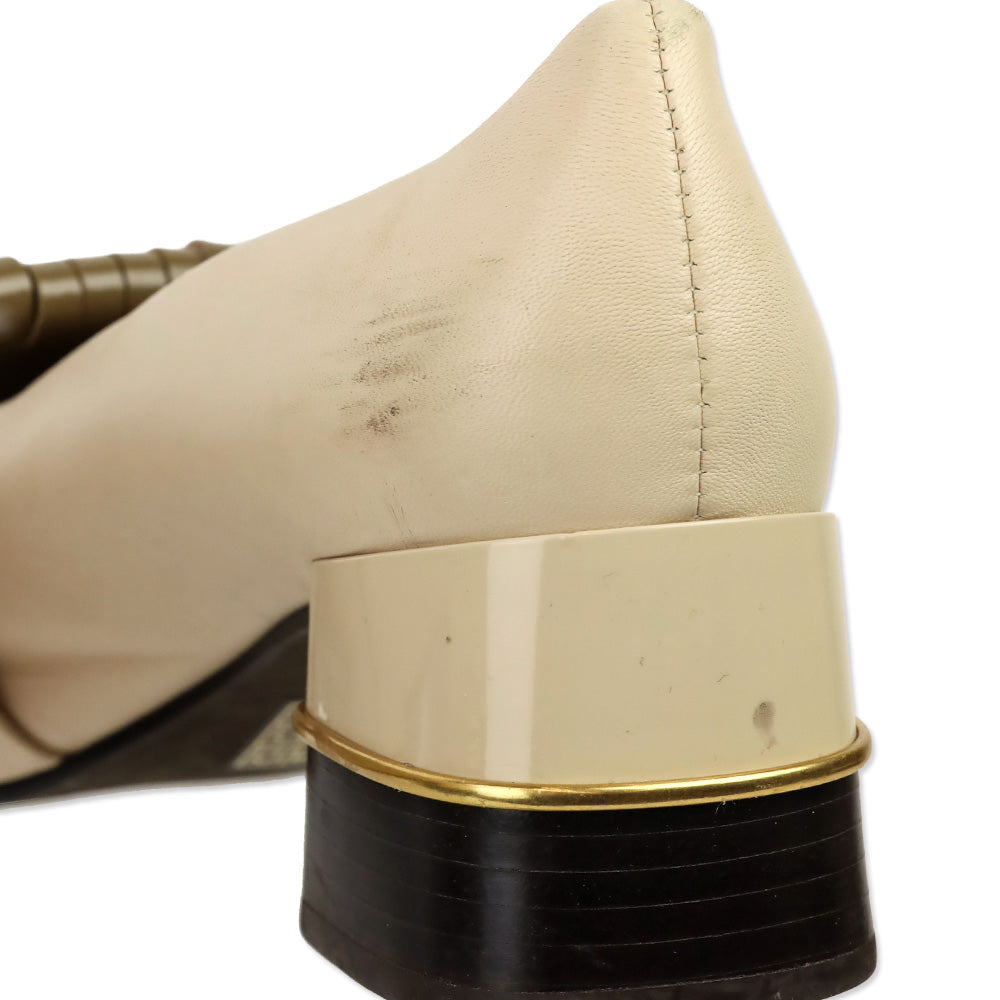 Tory Burch Brie/Sunflower Multi Logo Kiltie Loafer Pumps