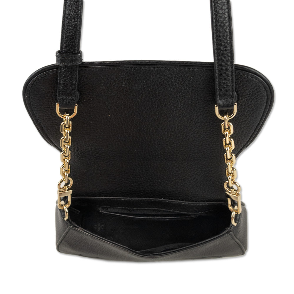 Tory Burch Britten Mini Black Leather Clutch Crossbody