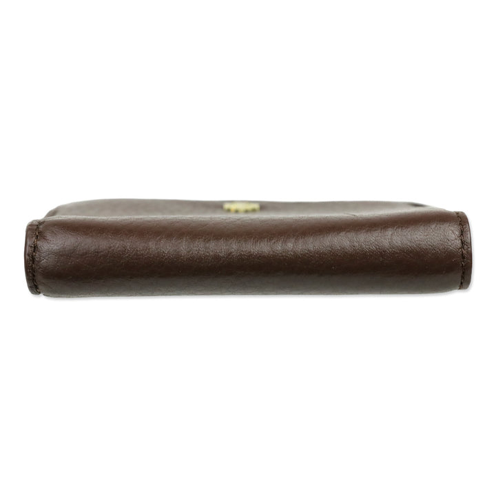 Tory Burch Brown Carter Zip Coin Case With Key Ring