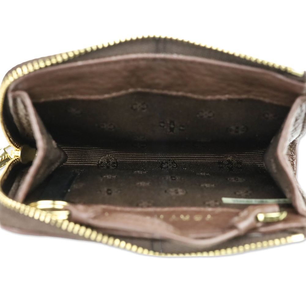 Tory Burch Brown Carter Zip Coin Case With Key Ring