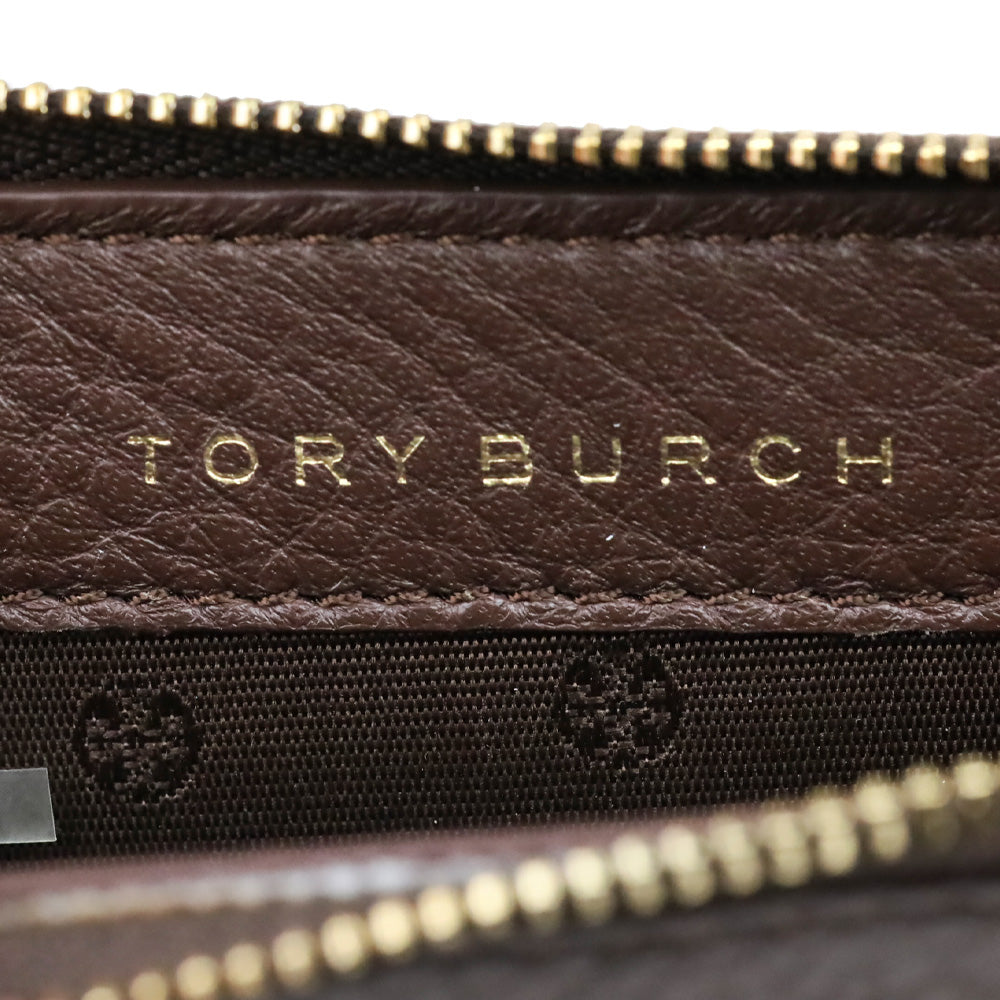 Tory Burch Brown Carter Zip Coin Case With Key Ring