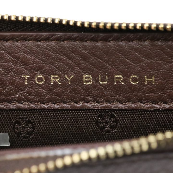 Tory Burch Brown Carter Zip Coin Case With Key Ring