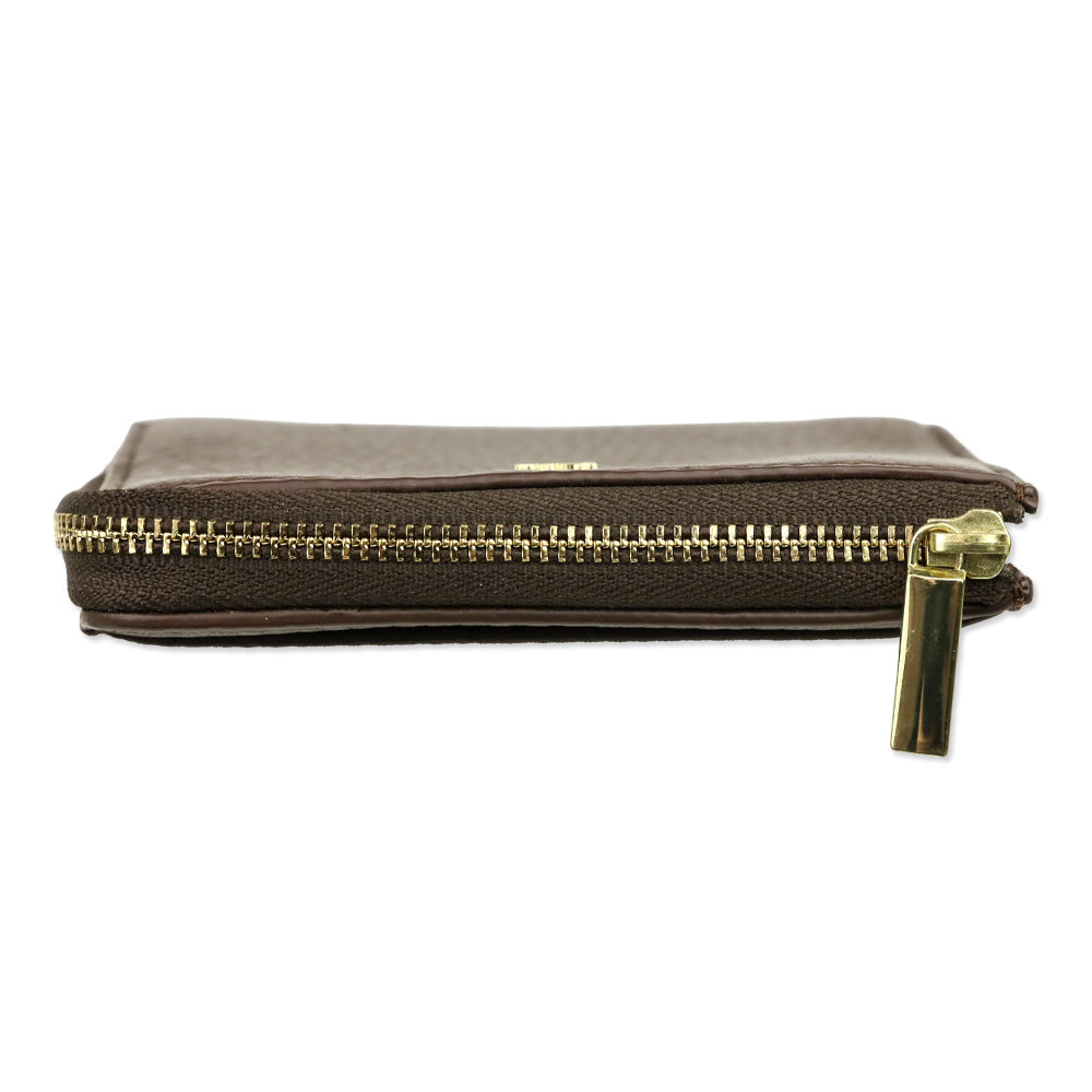 Tory Burch Brown Carter Zip Coin Case With Key Ring