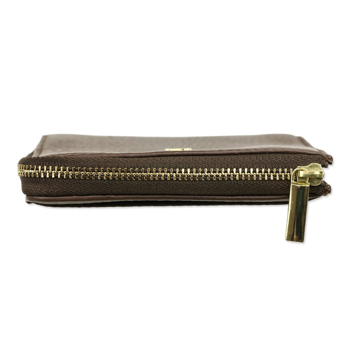 Tory Burch Brown Carter Zip Coin Case With Key Ring