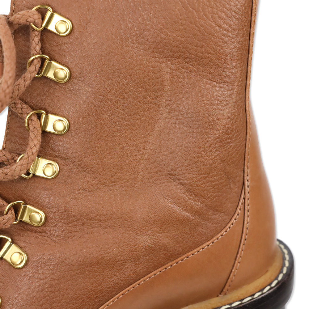 Tory Burch Brown Leather Block Heeled Hiker Boots